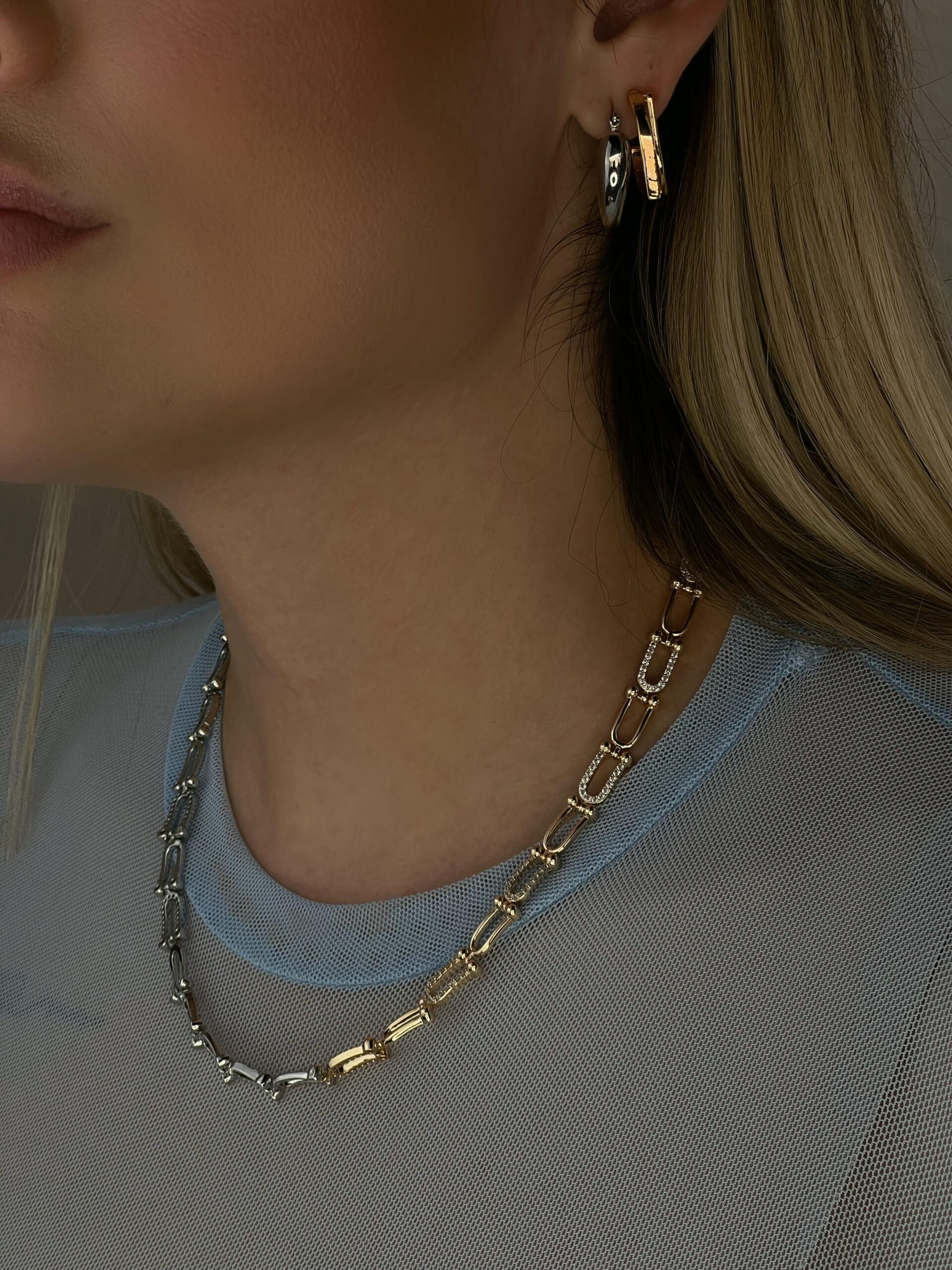 Colar Dois Metais Cravejados - 2